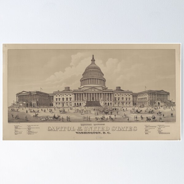 Item preview, Vintage US Capitol Building Illustration (1882) designed and sold by BravuraMedia.