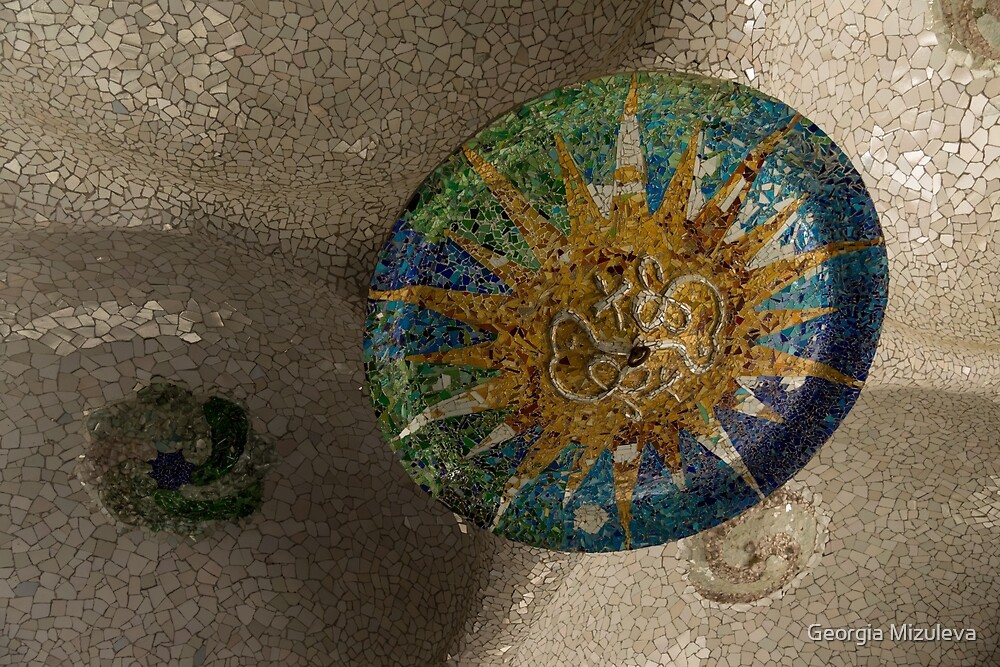 Stylized Sun Antoni Gaudi Ceiling Medallion At Hypostyle