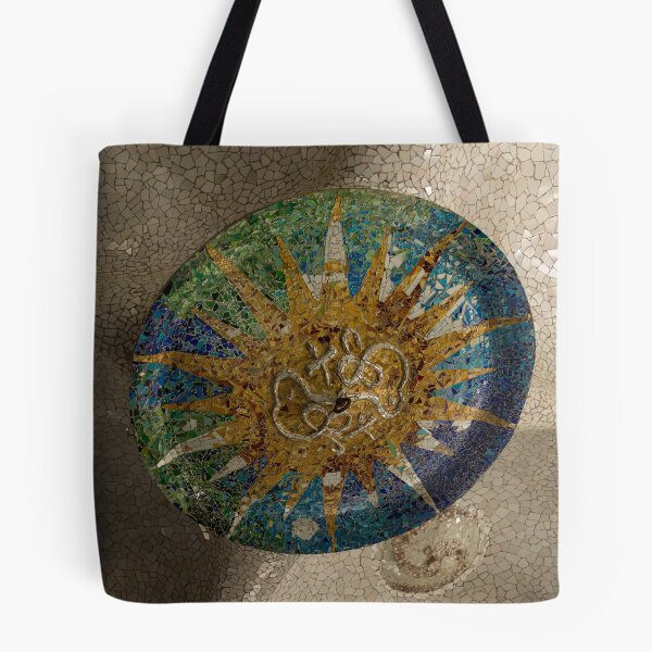 Item preview, Stylized Sun - Antoni Gaudi Ceiling Medallion at Hypostyle Room in Park Guell - Right Horizontal designed and sold by Georgia Mizuleva.
