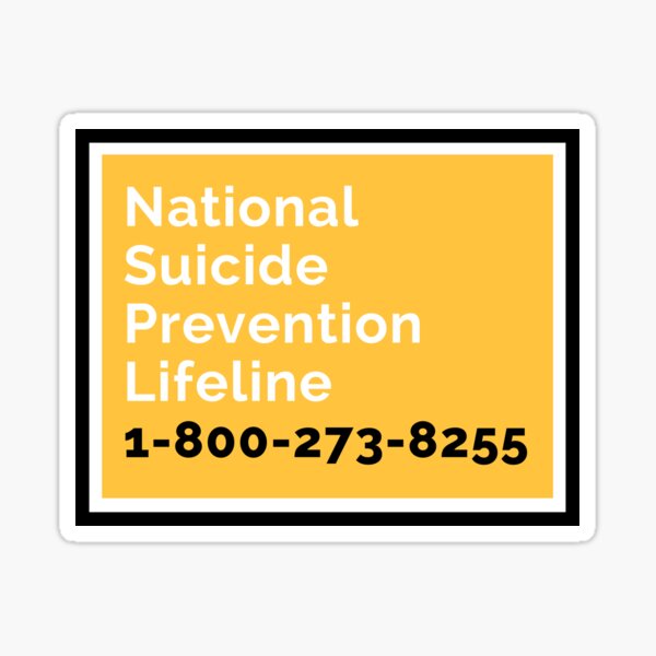 National Suicide Prevention Lifeline (U.S.) Sticker