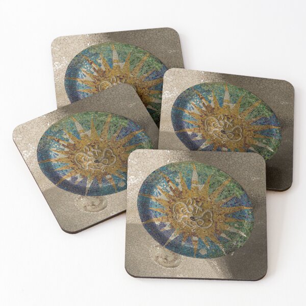 Item preview, Stylized Sun - Antoni Gaudi Ceiling Medallion at Hypostyle Room in Park Guell - Left Horizontal designed and sold by Georgia Mizuleva.