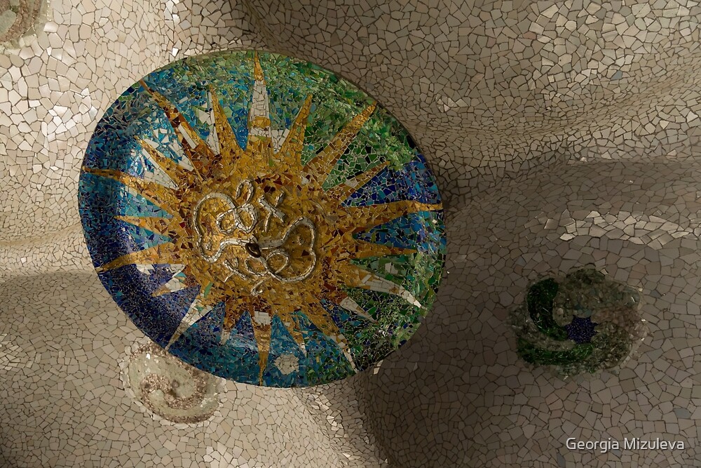 Stylized Sun Antoni Gaudi Ceiling Medallion At Hypostyle