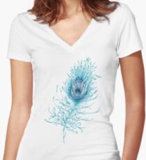 feather of a peacock Women's Fitted V-Neck T-Shirt