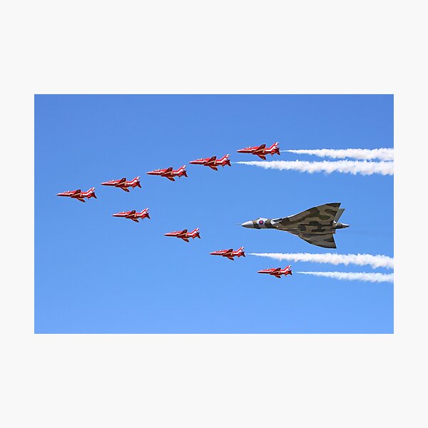Final Vulcan flight with the Red Arrows 8 Photographic Print
