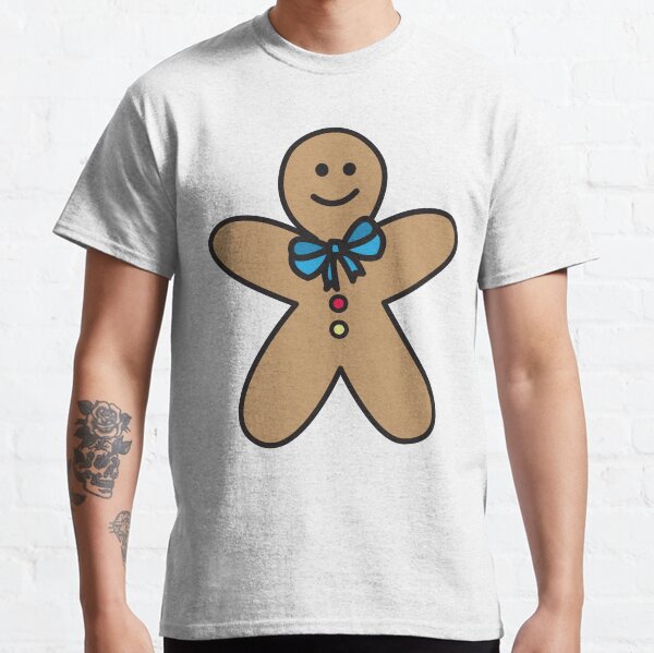 Gingerbread Blue Boy Bowtie Christmas Biscuit Classic T-Shirt