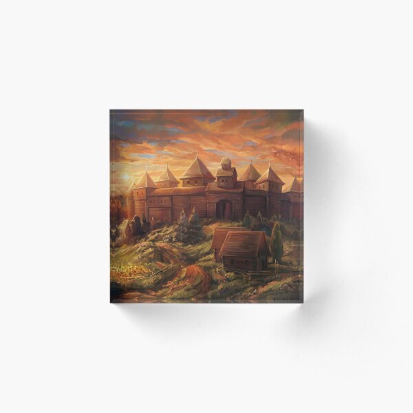 Medieval Fortress at Sunset Acrylic Block