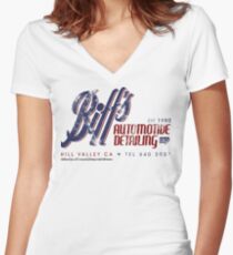 Biff's Auto Detailing Women's Fitted V-Neck T-Shirt
