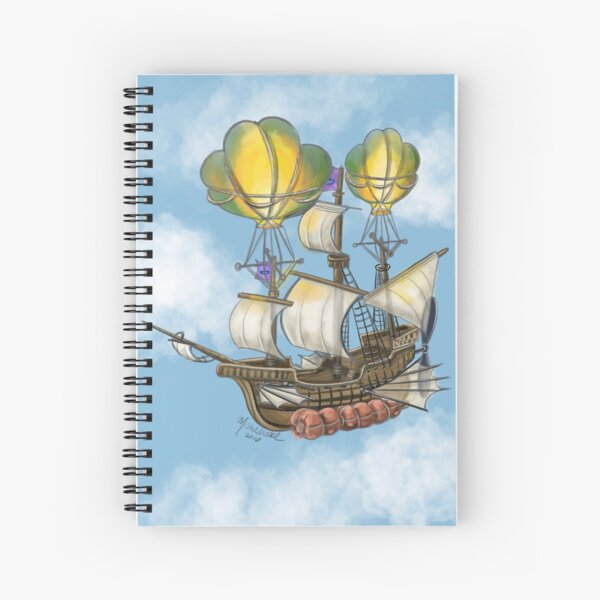 Fantasy Flying Ship by Missy Sheldrake Spiral Notebook