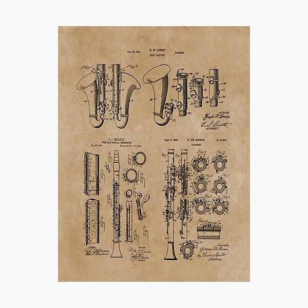 Clarinet Group of Patents Photographic Print