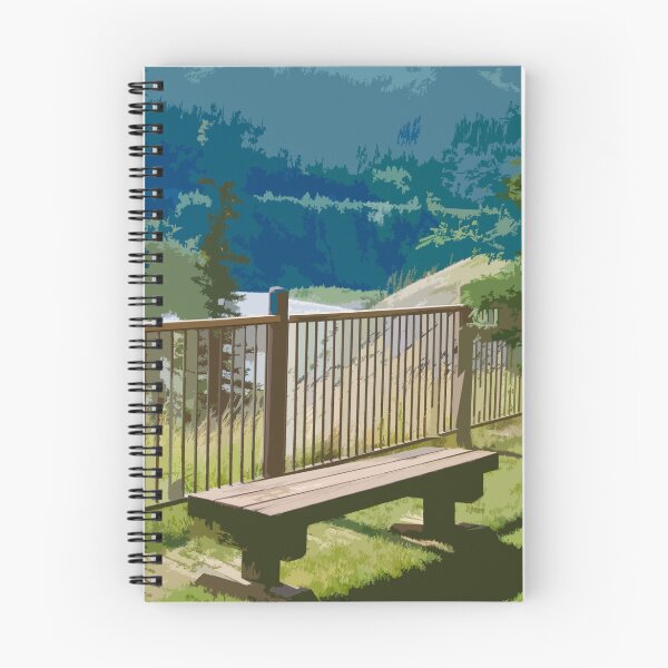 Item preview, Stylized photo of fence, benches,  and trees along Chena River in Fairbanks, AK. designed and sold by NaturaLight.