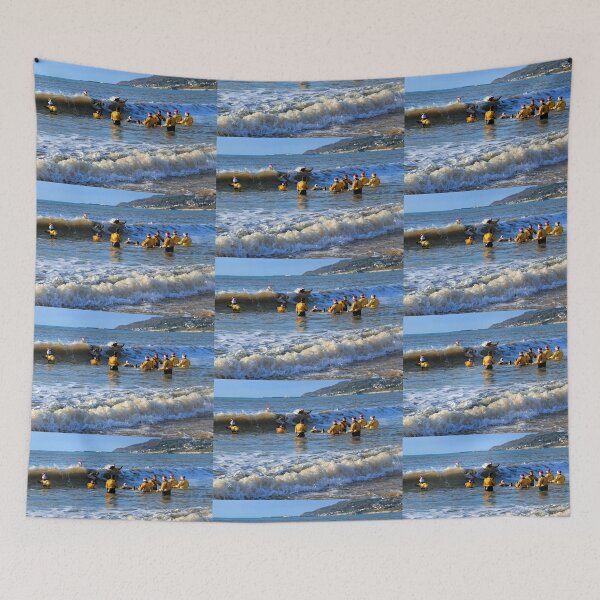 Item preview, Surfing Santa's without boards at Charmouth Dorset UK designed and sold by lynn carter.