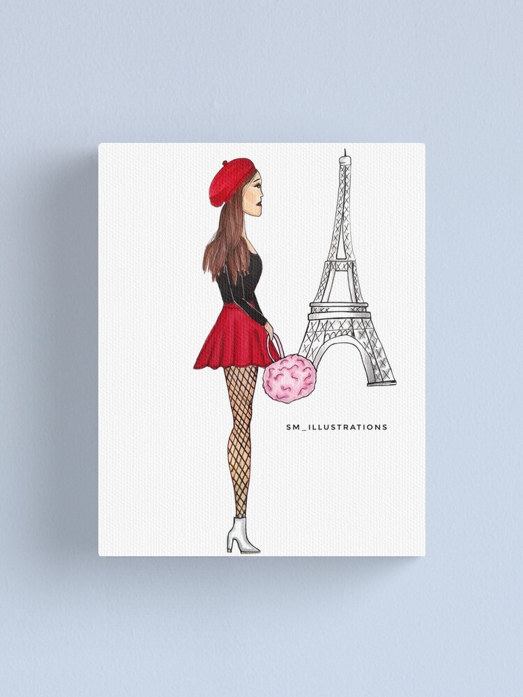 Paris Girl Drawing Leaving Paris Fashion Art Print Canvas Print By Smillustrations Redbubble