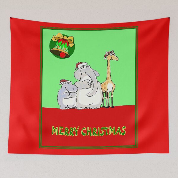 Item preview, MERRY CHRISTMAS ; Giraffe Elephant and Rhino Print designed and sold by posterbobs.