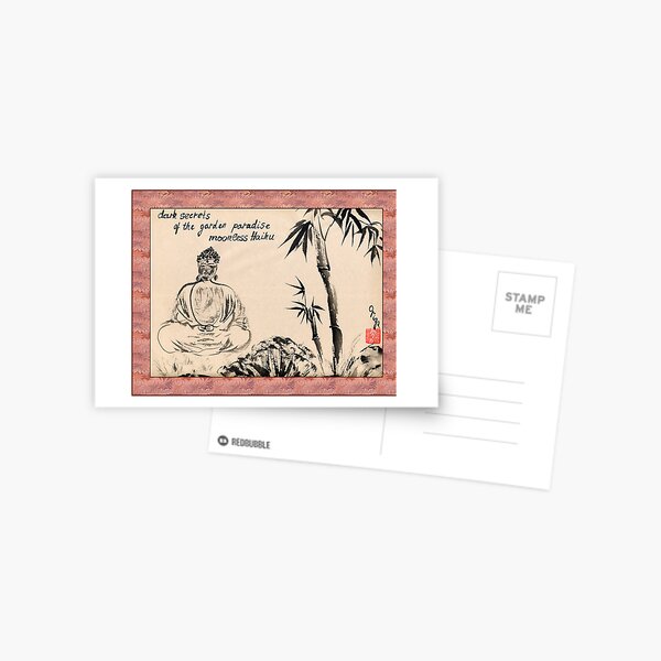 Dark Secrets (garden Buddha). Haiga Postcard