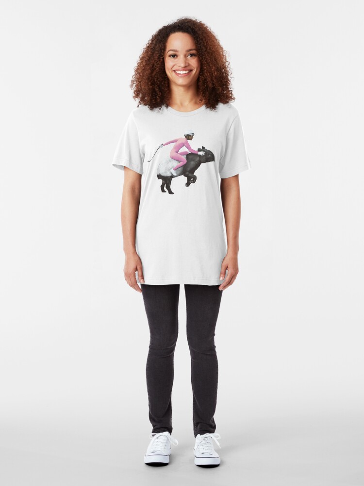 Alternate view of Turbo Tapir | Digital Illustration Slim Fit T-Shirt