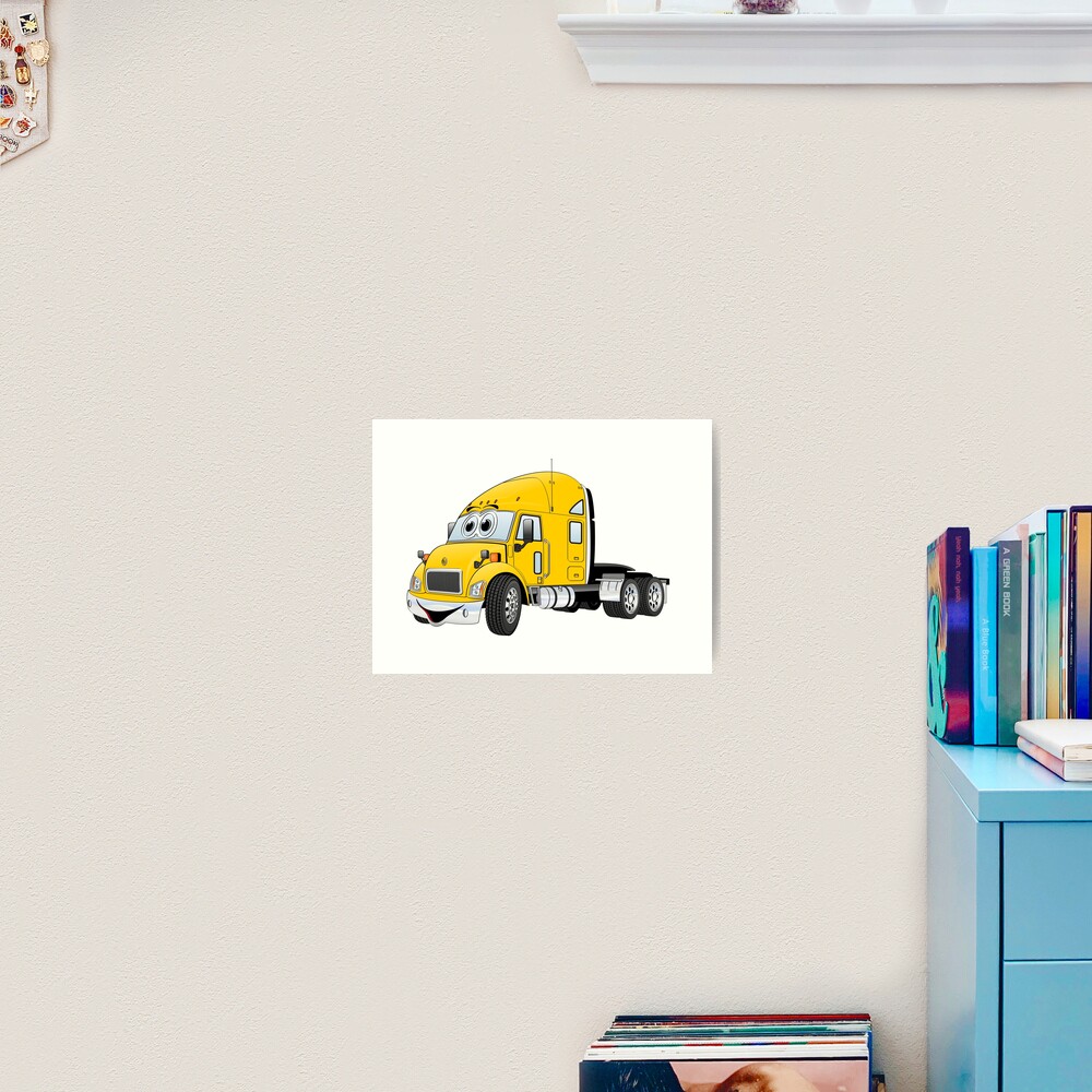 "Yellow Semi Truck Cartoon" Art Print by Graphxpro | Redbubble