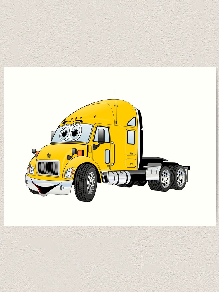 "Yellow Semi Truck Cartoon" Art Print by Graphxpro | Redbubble