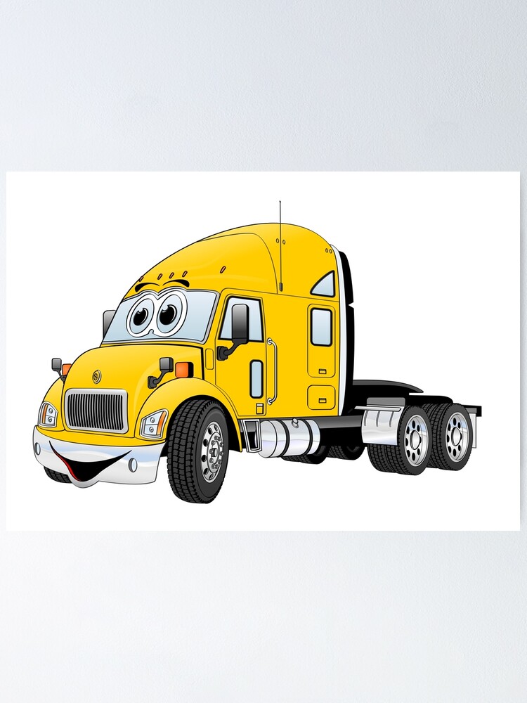 Yellow Semi Truck Cartoon