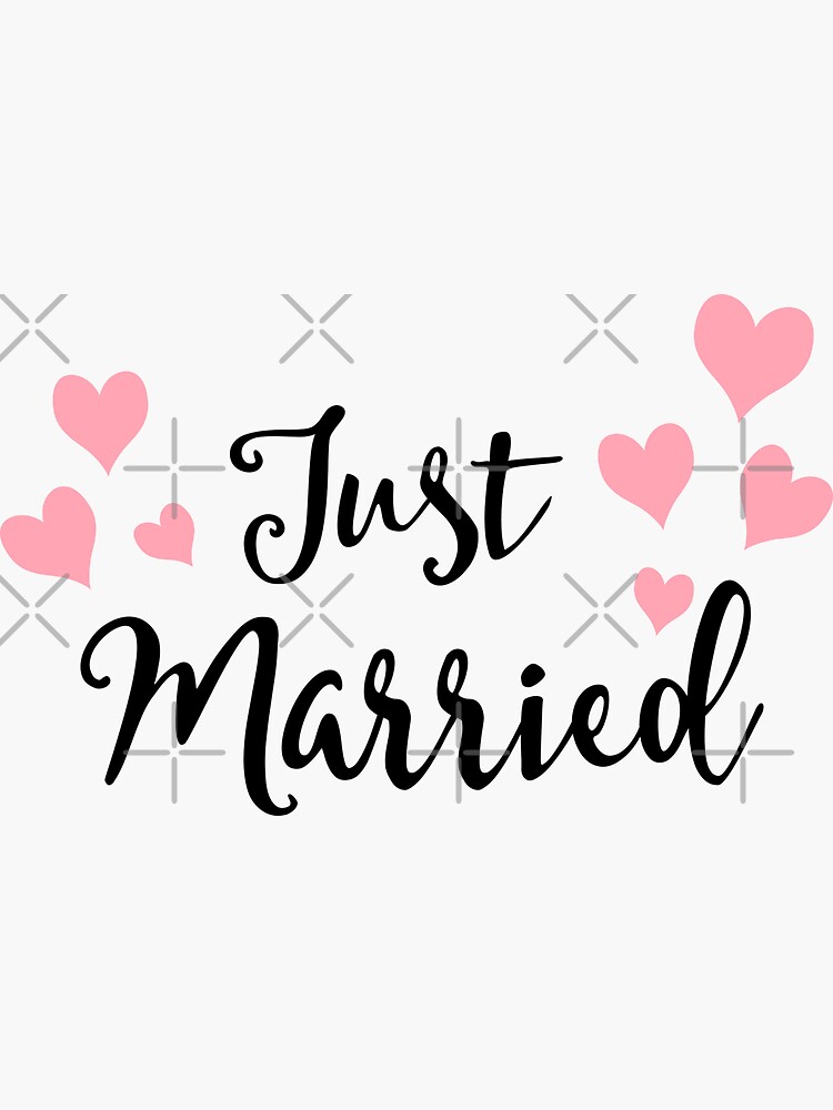 Just Married Sticker for Sale by phoebesstore