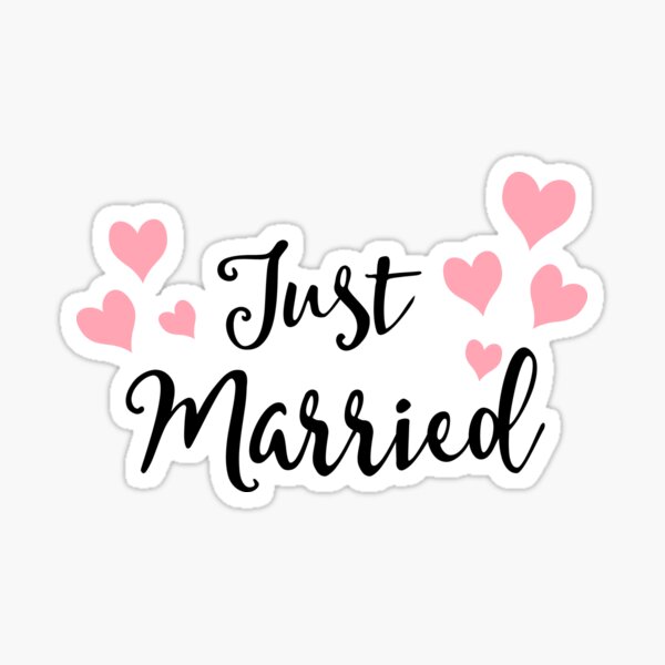 Just Married Sticker for Sale by phoebesstore