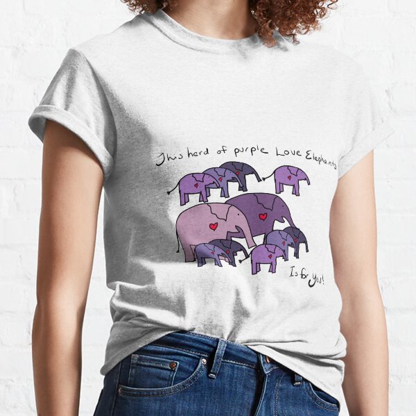 Herd of Purple Love Elephants Classic T-Shirt