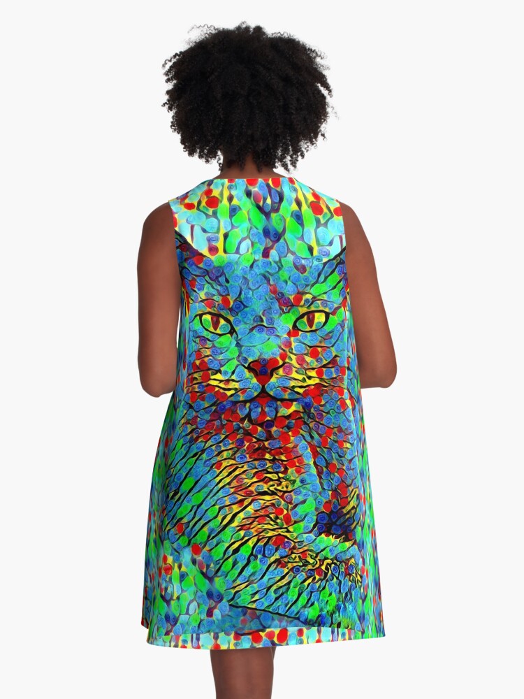 Thumbnail 3 von 4, A-Linien Kleid, CAT POINT PAINTING designt und verkauft von fuxart.