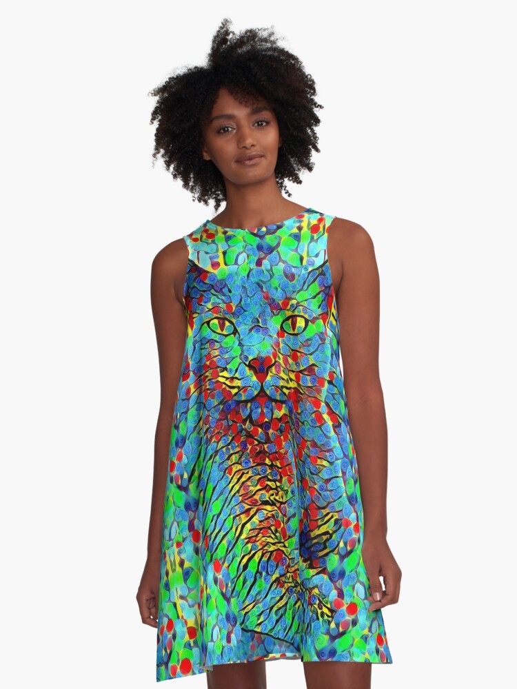 Thumbnail 1 von 4, A-Linien Kleid, CAT POINT PAINTING designt und verkauft von fuxart.