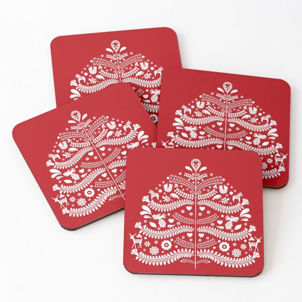 Item preview, White Scandinavian Christmas Tree on Red designed and sold by Gsallicat.