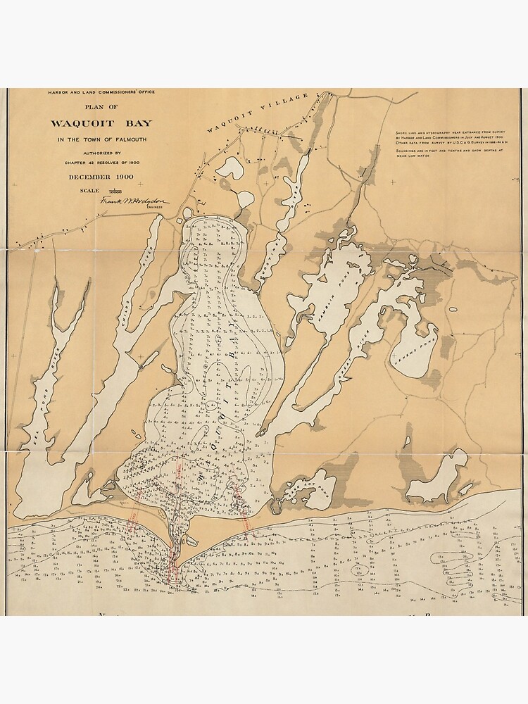 Vintage Map of Waquoit Bay (1900) by BravuraMedia