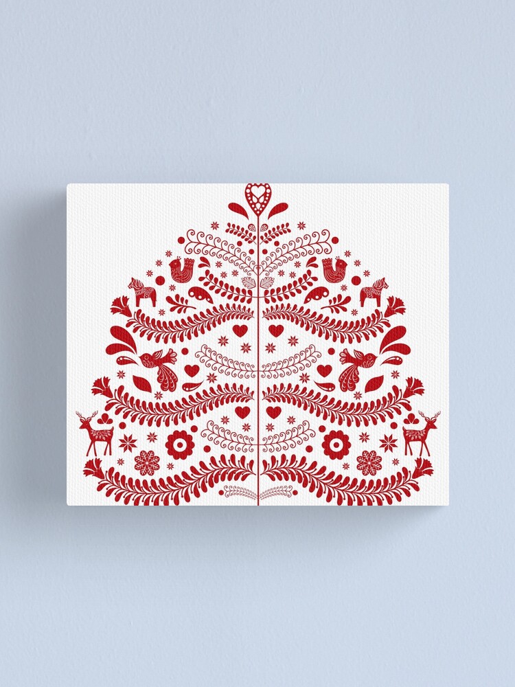 Nordic Christmas Tree Cards in Red