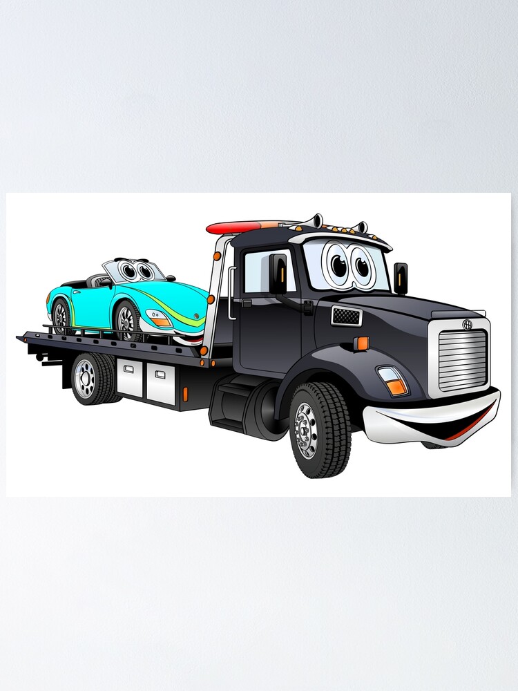 Black Tow Truck Flatbed Cartoon Black Tow Truck Flatbed Cartoon