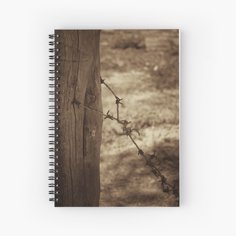Old barbed wire - sepia Spiral Notebook