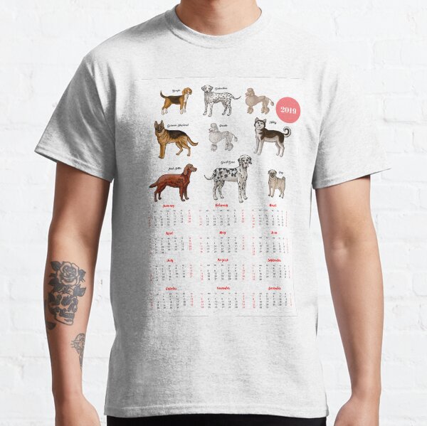 Calendar 2019 Dogs Sketches I Classic T-Shirt