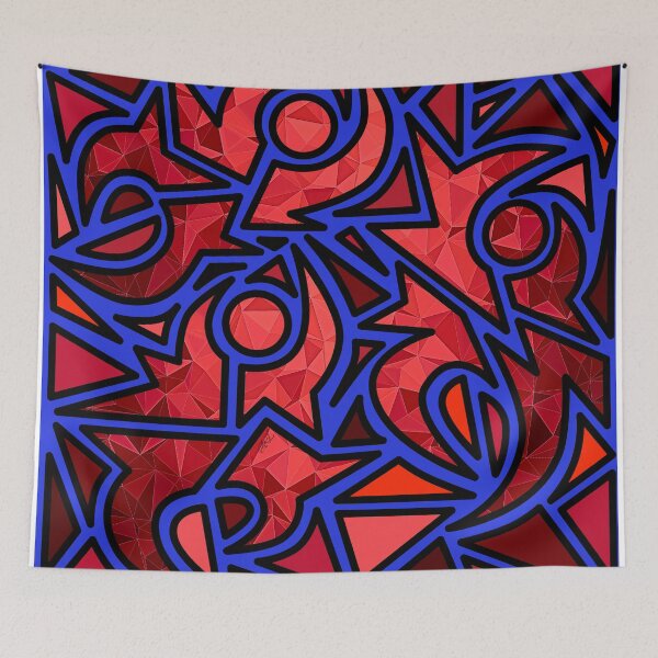 Item preview, Joopies ~ Red Fractals on Blue - Abstract Geometric Pattern of Dancers by Amanda M Lucas designed and sold by Amanda Lucas.