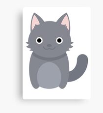 Cute smiling grey cat vector HD Canvas Print