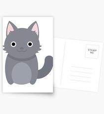 Cute smiling grey cat vector HD Postcards