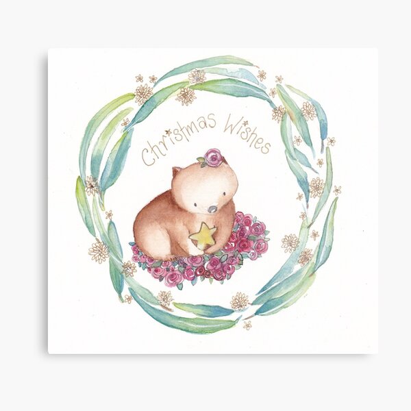 Wombat loves Christmas Metal Print