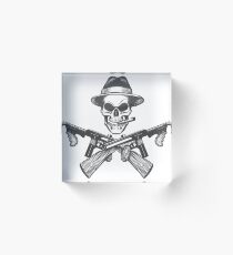 Gangster Skull Illustration Acrylic Block