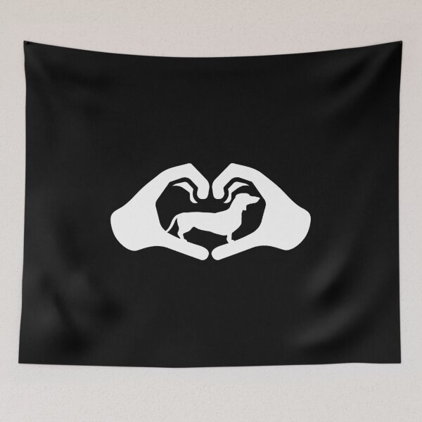Item preview, Dachshund hands heart shape designed and sold by RetroFuchs.