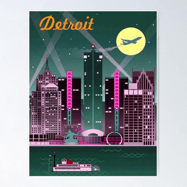 Item preview, DETROIT : Vintage Skyline Advertising Print designed and sold by posterbobs.