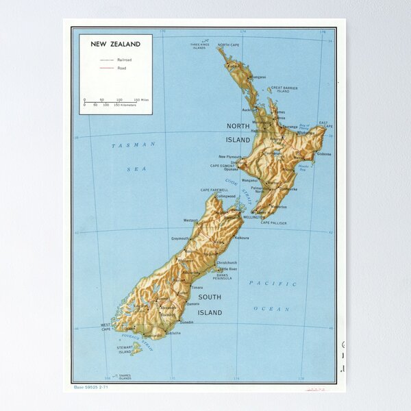 Item preview, Vintage Map of New Zealand (1971) designed and sold by BravuraMedia.