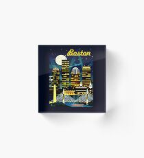 BOSTON : Vintage Travel Advertising Print Acrylic Block