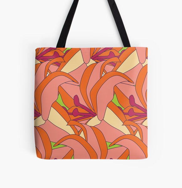 Pretty Pink Flower Flourish All Over Print Tote Bag