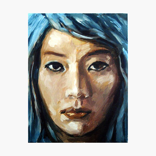 asian girl framed with blue hair Photographic Print