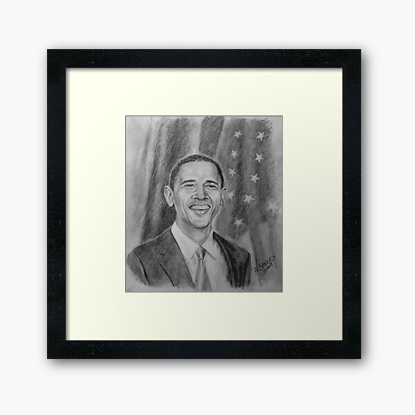 Obama Pencil Portrait Framed Art Print