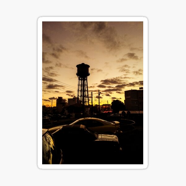 Water tower sunset Sticker