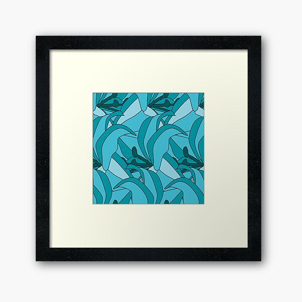 Turquoise Flower Flourish Framed Art Print