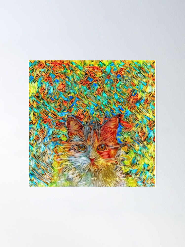 Thumbnail 2 of 3, Poster, Abstract Cat designed and sold by blackhalt.