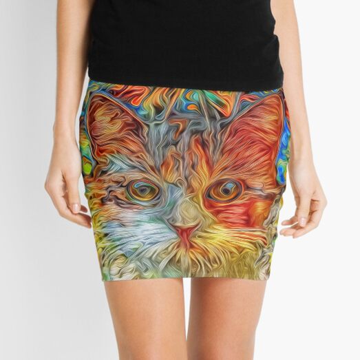 Abstract Cat Mini Skirt