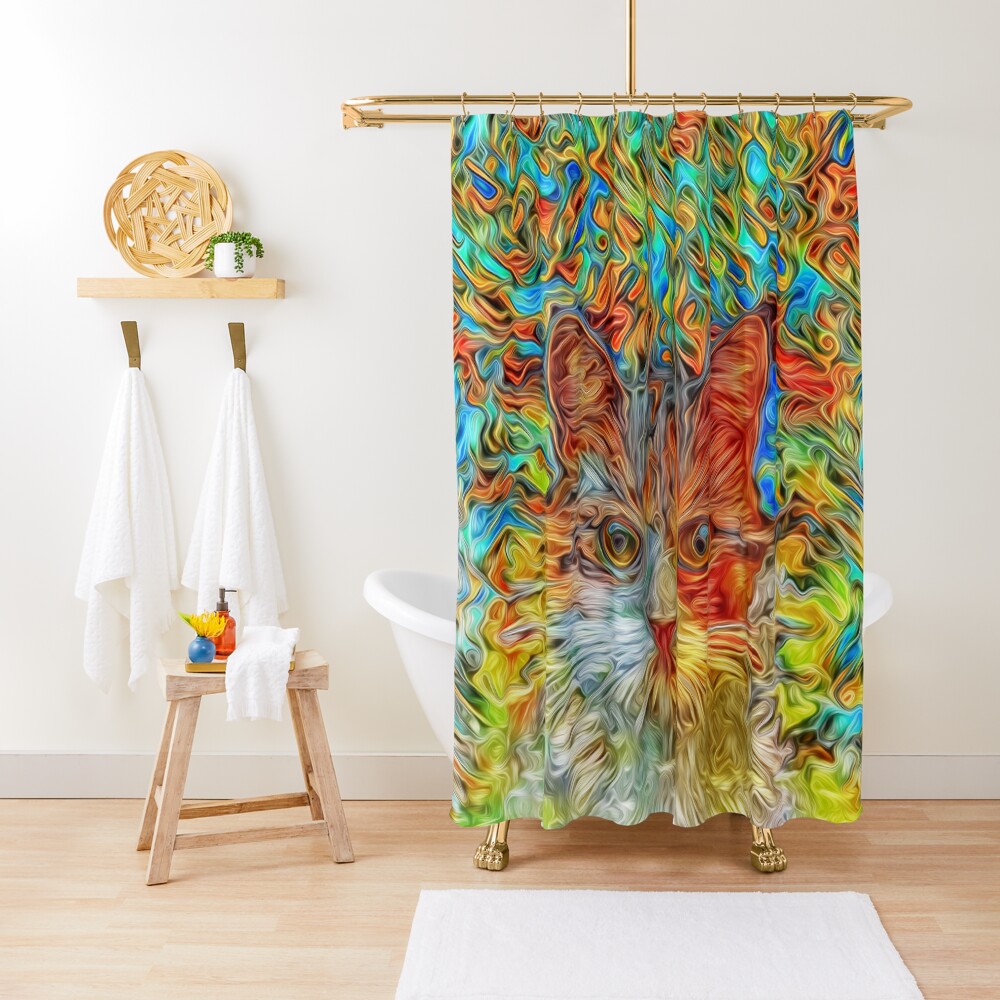 Abstract Cat Shower Curtain